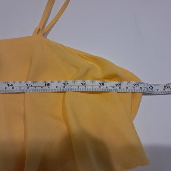 Women's Summer Layered Ruffle Yellow Sleeveless Top - Picture 7 of 7